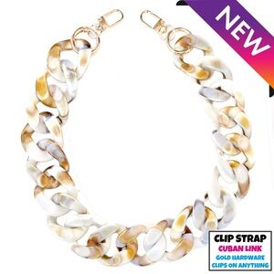 Cuban Link Purse Chain Clip Strap NATURAL SHELL